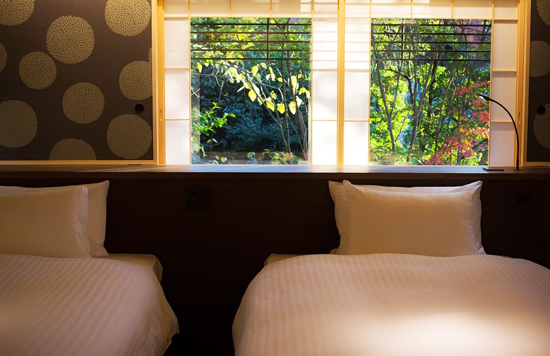 image:Japanese Twin Room with open-air Japanese blue stone bath TYPE B