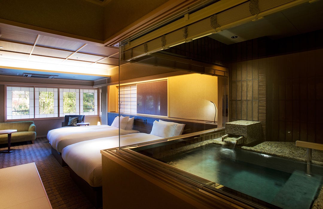 image:Japanese Twin Room with Japanese blue stone bath TYPE C