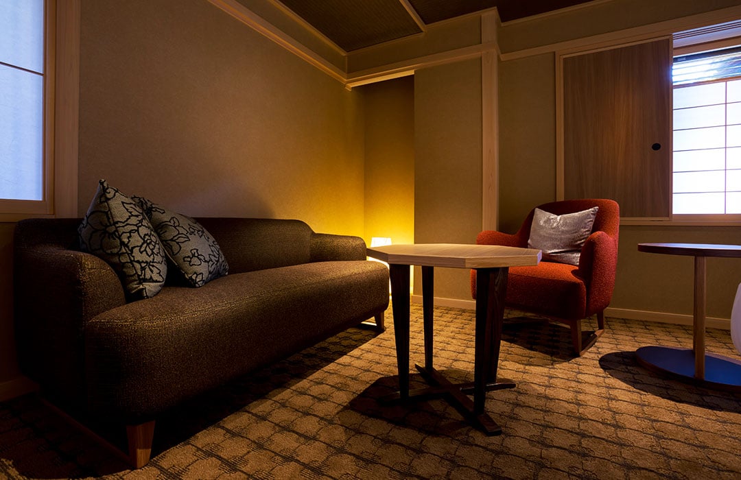 image:Japanese Twin Room with open-air Japanese blue stone bath TYPE D