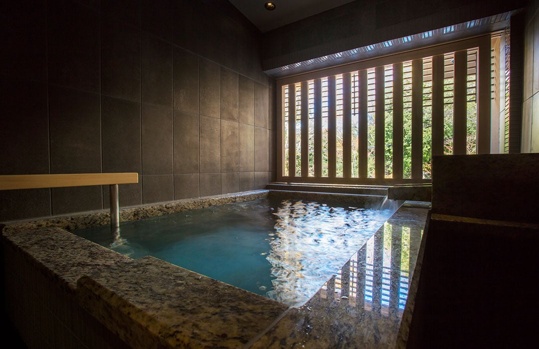 image:Japanese Twin Room with open-air Japanese blue stone bath TYPE D